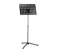 K&M 12179 Leggio d'orchestra nero - regolabile da 61 a 108 cm - Ripiano per spartiti perforato e pieghevole