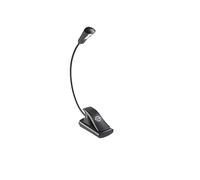 K&M 12242 Lampada 2 LED FlexLight nera per leggio musicale -aggancio con pinza - collo di cigno flessibil, luminosita 800 Lux