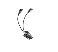 K&M 12243 Lampada da leggio Double LED FlexLight nera - aggangio con pinza - 2 colli di cigno flessibili, 2 x 700 Lux