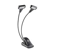 K&M 12273 Lampada per leggio musicale Double 4 LED T-Model FlexLight nera - aggangio con pinza - 3000 Kelvin, 64 Lumen
