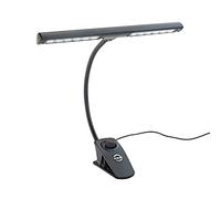 K&M 12295 Lampada per leggio musicale Dimmer Light nero - paralume 30 cm - con pinza, collo di cigno, 2 x 1400 Lux