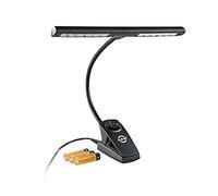K&M 12295 Lampada per leggio musicale Dimmer Light nero - paralume 30 cm - con pinza, collo di cigno, 2 x 1400 Lux