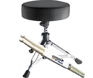 K&M 14010 Piccolino - Sgabello per batteria extra profondo + Keepdrum, 1 paio di bacchette