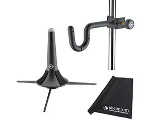 K&M 15210 - Supporto per tromba a 3 piedi + supporto per tromba K&M 15700 + panno in microfibra Keepdrum
