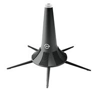 K&M 15240 Stand per tromba in plastica nera - punta del cono in gomma con base avvitabile - Transportabile nella campana dello strumento