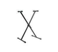 K&M 18933 base per tastiera, nera, in acciaio - base a X per performance - con lega di chiusura, supporto in gomma e scala graduata