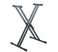 K&M 18993 base per piano Rick 20 nero, in acciaio - piedi a X per piano da stage - con leva di chiusura, supporto in gomma e scala graduata