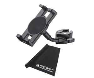 K&M 19764 - Supporto per smartphone con morsetto per tubi e treppiedi con panno in microfibra keepdrum