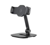 K&M 19800 treppiede da tavolo per smartphone e tablet, nero, in acciaio - rotazione di 360°, inclinazione fino a 150° - base inclusa