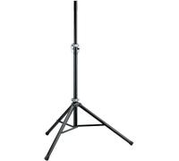 K&M 21454 Supporto per altoparlante nero in alluminio - ø 3,5 cm, con treppiede e dimensioni compatte - regolabile estremamente basso