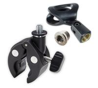 K-M 23690 - Morsetto universale per treppiede da 3/8", con morsetto per microfono Keepdrum MH10 e filettatura riduttore