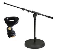 K&M 259/6, supporto per microfono con asta e base piatta, con morsetto per microfono e asta, con graffa per microfono MH10