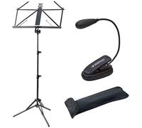 K&M 37855 ruka - Leggio ultraleggero in alluminio, colore: Nero + lampada Keepdrum