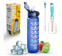 K-MART Borraccia sportiva con cannuccia e indicazione dell'ora, capacità 907 ml, bottiglia motivazionale ed ecologica, senza BPA, per corsa, palestra, yoga, attività all'aperto e campeggio (stile 1,