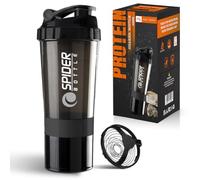 K-MART Bottiglia shaker per proteine con scomparto extra, 500 ml, shaker per frullati proteici, bottiglia shaker da palestra per uomini e donne (nero)