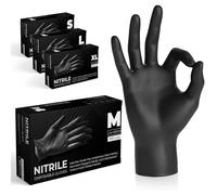 K-MART Guanti Monouso in Nitrile Neri | Senza Polvere, Senza Lattice, Ambidestri | Uso Medico, Alimentare, Estetico - Per Medici, Chef, Estetisti, Tatuatori - 100 Pezzi (Nero, medi)