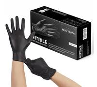 K-MART Guanti Monouso in Nitrile Neri | Senza Polvere, Senza Lattice, Ambidestri | Uso Medico, Alimentare, Estetico - Per Medici, Chef, Estetisti, Tatuatori - 100 Pezzi (Nero, XL)