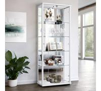 K-Möbel Vetrina in Vetro con Specchio, Serratura e LED (176x67x33 cm)...