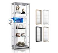K-Möbel Vetrina in Vetro con Specchio, Serratura e LED (176x67x33 cm)...