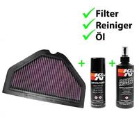 K&n Filtro Aria + Set Pulizia per Kawasaki ZZR 1100 1993-2001 1200 C 2002-2005