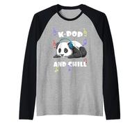 K Pop And Chill Estetica KPOP Panda Corea Maglia con Maniche Raglan