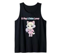 K-Pop & Boba Lover Carino Anime Gatto Kawaii Chibi Idol Girl Canotta