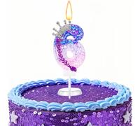 K pop Candele per compleanno a forma di numero con glitter per decorazione a tema musica di cartoni animati, viola e rosa (numero 6)