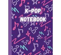 K-POP Composition Notebook: Cute Neon Korean Pop Culture Inspired Doodles on Purple College Ruled Lined Diary for School Notes, Journaling, Lyrics & ... Teens Kids and Adults 110 Pages, 7.5" x 9.25"