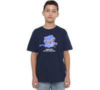 K-Pop Demon Hunters Cute Derpy Tiger Cartoon Kids T Shirt, Blu Navy, 7-8 Jahre Unisex-Bambini e Ragazzi