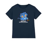 K-Pop Demon Hunters - Cute Derpy Tiger Cartoon Kids T Shirt, Navy, 9-11 Years