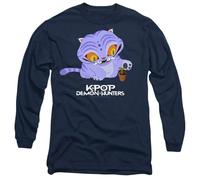 K-Pop Demon Hunters Cute Derpy Tiger Cartoon Long Sleeve T Shirt, Blu Navy, S Unisex-Adulto