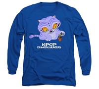 K-Pop Demon Hunters Cute Derpy Tiger Cartoon Long Sleeve T Shirt, Navy, Blu Reale, L Unisex-Adulto