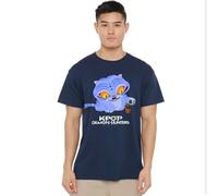 K-Pop Demon Hunters Cute Derpy Tiger Cartoon T Shirt, Blu Navy, 5XL Unisex-Adulto