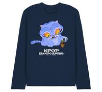 K-Pop Demon Hunters Cute Derpy Tiger Cartoon Unisex Long Sleeve T Shirt, Navy, M