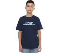 K-Pop Demon Hunters Full Colour Logo Kids T Shirt, Blu Navy, 7-8 Jahre Unisex-Bambini e Ragazzi
