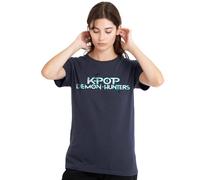K-Pop Demon Hunters Full Colour Logo Ladies T Shirt, Deep Navy, Blu Scuro, M Donna