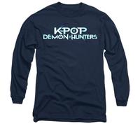 K-Pop Demon Hunters Full Colour Logo Long Sleeve T Shirt, Blu Navy, XXL Unisex-Adulto