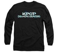 K-Pop Demon Hunters Full Colour Logo Long Sleeve T Shirt, Navy, Nero, L Unisex-Adulto