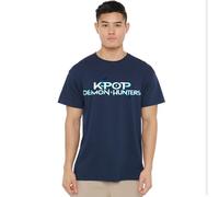 K-Pop Demon Hunters Full Colour Logo T Shirt, Blu Navy, S Unisex-Adulto
