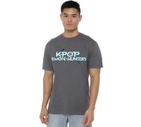 K-Pop Demon Hunters Full Colour Logo T Shirt, Navy, Grigio, XXL Unisex-Adulto
