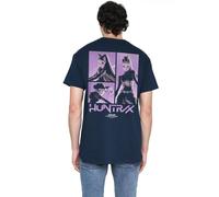 K-Pop Demon Hunters Huntrix Huntr/X Band Grid (Back Print) Unisex T Shirt, Navy, XXX-Large