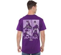 K-Pop Demon Hunters Huntrix Huntr/X Band Grid (Back Print) Unisex T Shirt, Purple, XX-Large