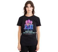 K-Pop Demon Hunters Huntrix Huntr/X Billboard Poster Ladies T Shirt, Black, S Women's