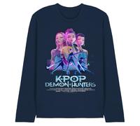 K-Pop Demon Hunters - Huntrix Huntr/X Billboard Poster Unisex Long Sleeve T Shirt, Navy, Medium
