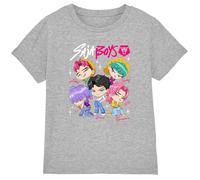 K-Pop Demon Hunters KPOP Demon Hunters-Saja Boys Chibi Poster T Shirt, Heather Grey, 3-4 Jahre Unisex Kids