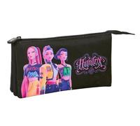 K-POP Demon Hunters - Nero - Astuccio triplo, astuccio per bambini, ideale per bambini in età scolastica, comodo e versatile, qualità e resistenza, 22 x 3 x 12 cm