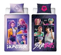 K-Pop Demon Hunters - Prodotto con licenza ufficiale | Set copripiumino singolo | Design “Unite” reversibile su entrambi i lati, con federa abbinata | Perfetto per la cameretta dei bambini