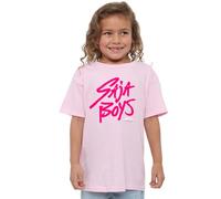 K-Pop Demon Hunters Saja Boys Pink Logo Kids T Shirt, Black Canottiera, Rosa Chiaro, 12-13 Anni Unisex-Bambini e Ragazzi