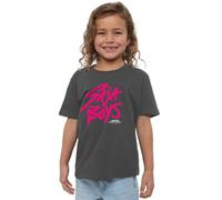 K-Pop Demon Hunters Saja Boys Pink Logo Kids T Shirt, Black, Carbone, 7-8 Jahre Unisex-Bambini e Ragazzi