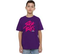 K-Pop Demon Hunters Saja Boys Pink Logo Kids T Shirt, Black, Lilla, 7-8 Jahre Unisex-Bambini e Ragazzi